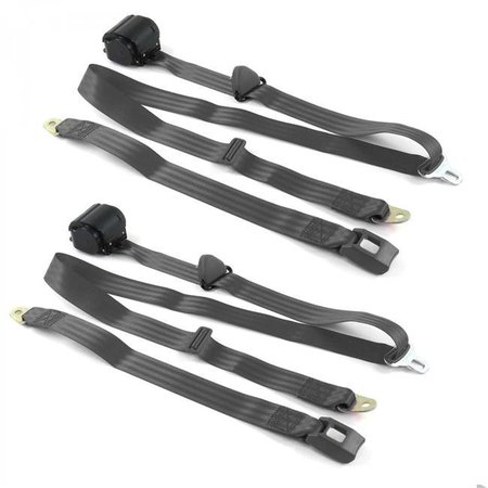 GEARED2GOLF Standard 3 Point Charcoal Retractable Bucket Seat Belt Kit for VW Type 3 Squareback - 2 Belts GE1348524